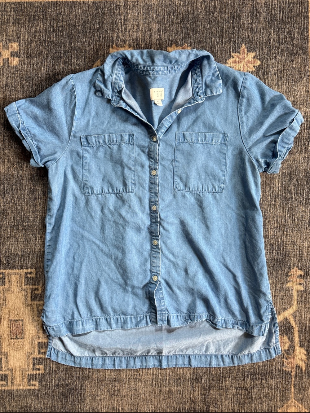 Blue Chambray Denim Button-Up Shirt Small